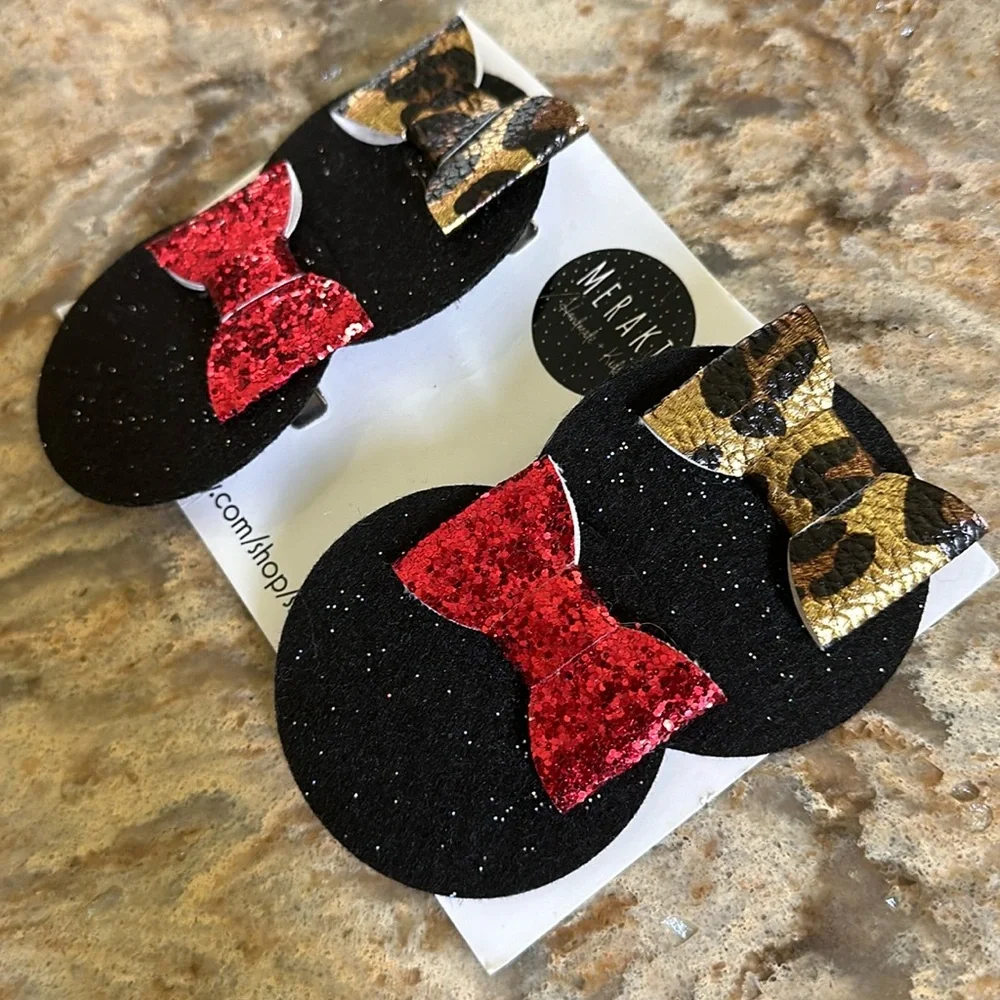 Handmade Minnie Mouse Ear Hair Clips Bought on Etsy